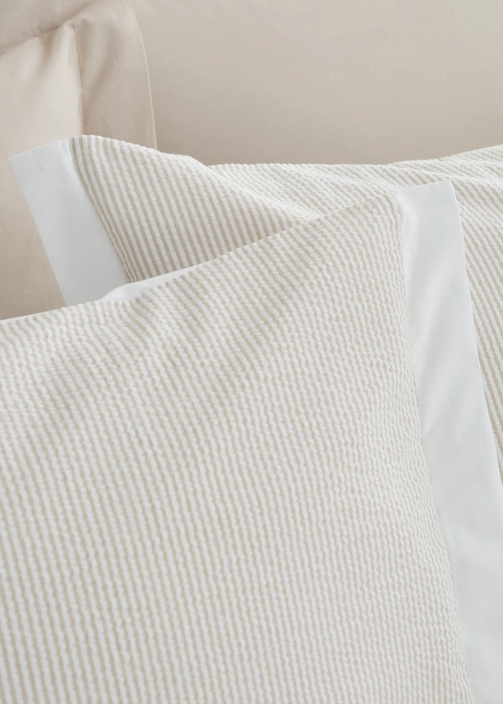 Bianca Fine Linens Seersucker Woven Stripe 180 Thread Count Cotton Duvet Cover Set Natural - Single Image 3