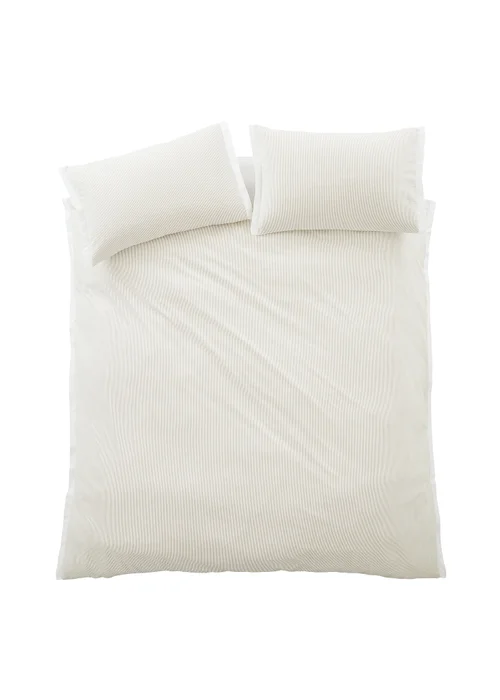 Bianca Fine Linens Seersucker Woven Stripe 180 Thread Count Cotton Duvet Cover Set Natural - Single Image 6