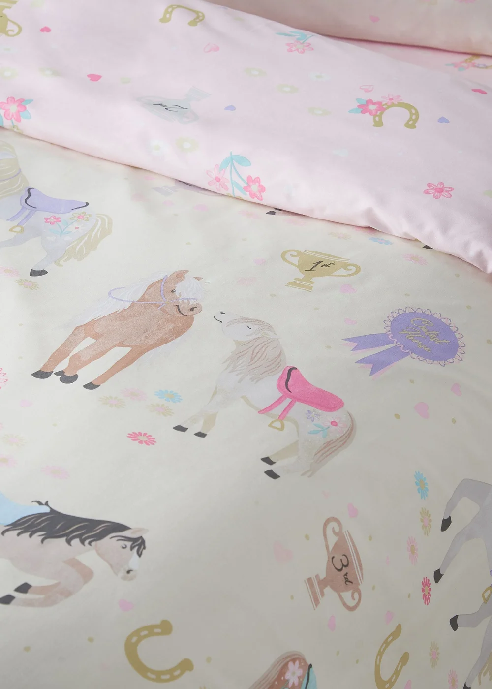Catherine Lansfield Happy Horses Reversible Duvet Cover Set Cream - Junior Image 4