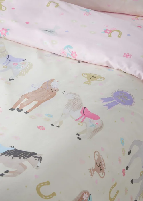 Catherine Lansfield Happy Horses Reversible Duvet Cover Set Cream - Junior Image 4