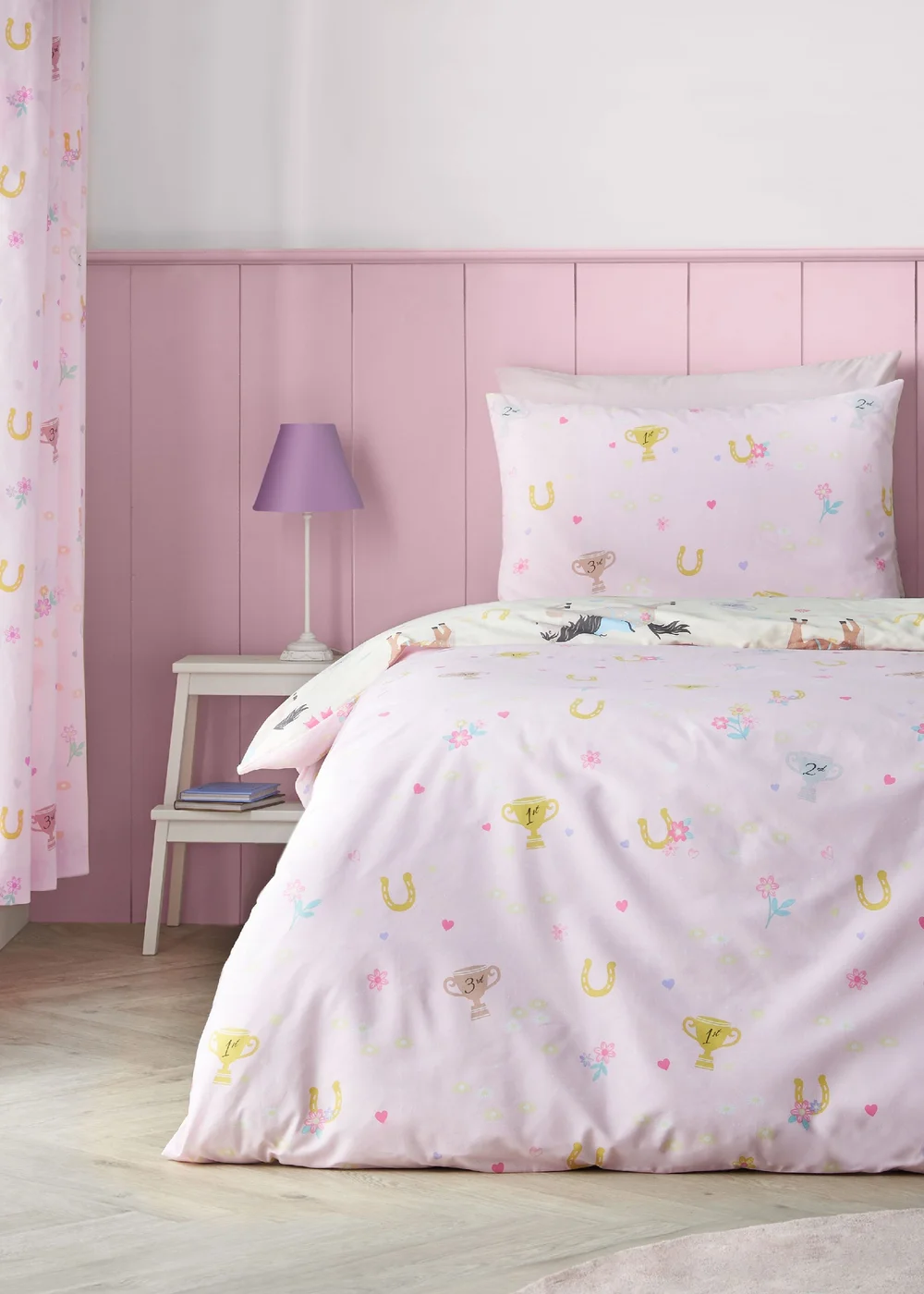 Catherine Lansfield Happy Horses Reversible Duvet Cover Set Cream - Junior Image 2