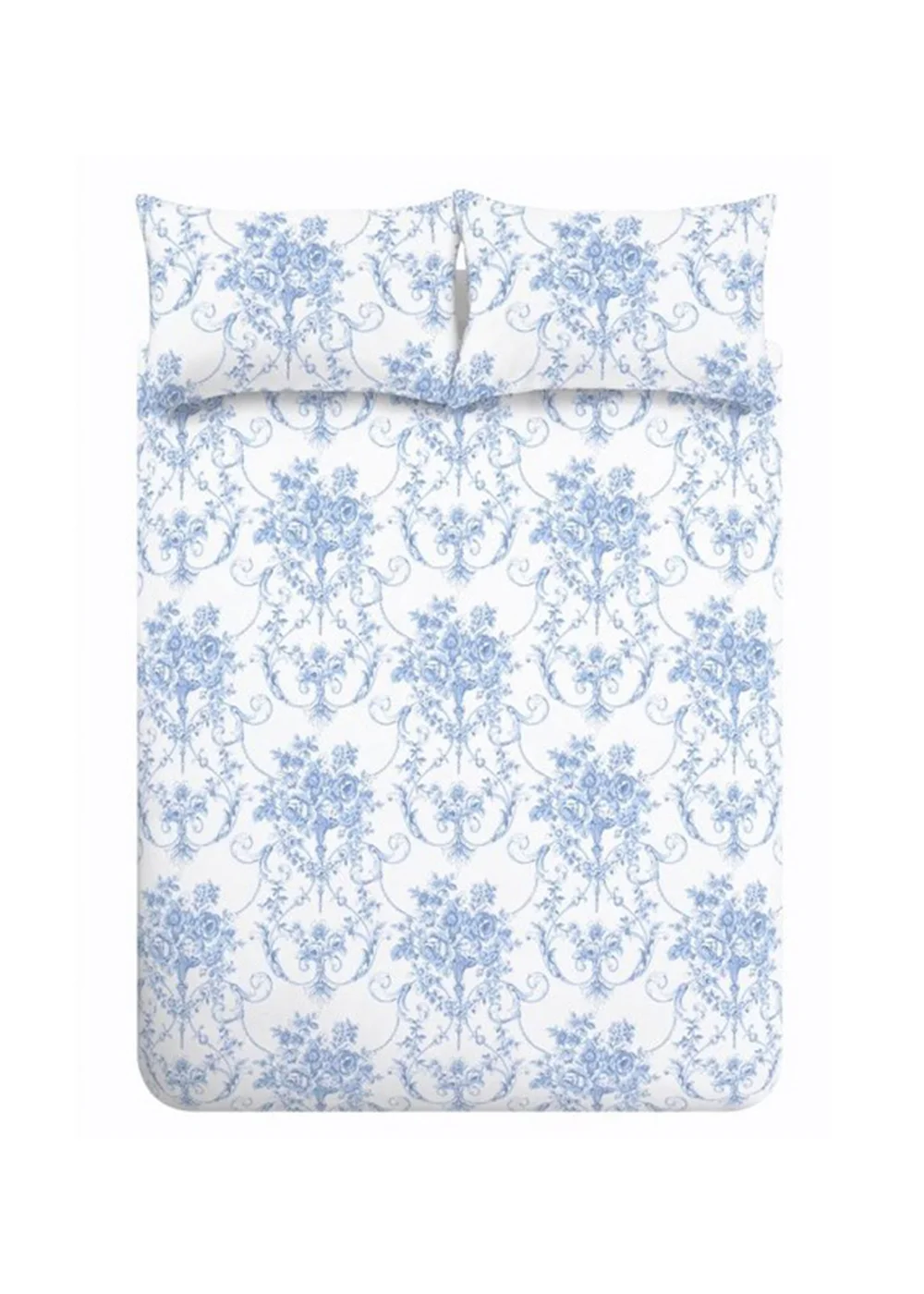 Catherine Lansfield Antoinette Damask Reversible Duvet Cover Set Blue - Single Image 5