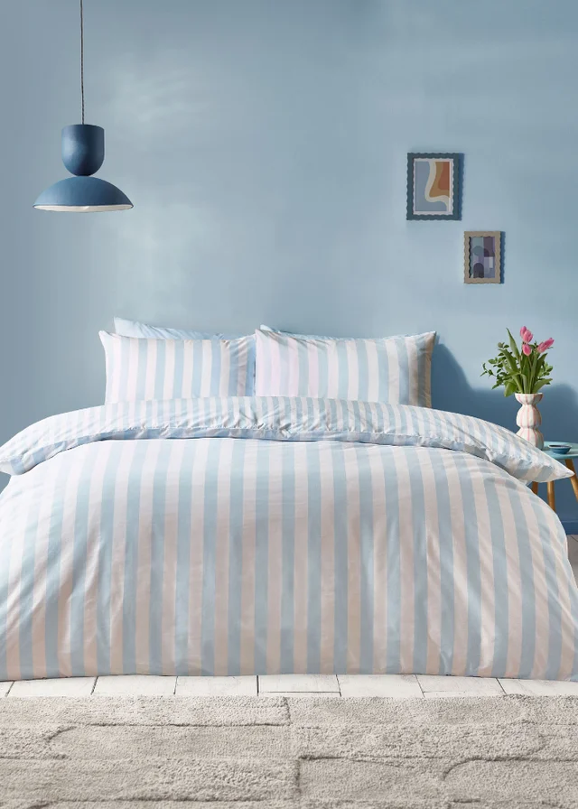 Sassy B Stripe Tease Reversible Duvet Cover Set Blue