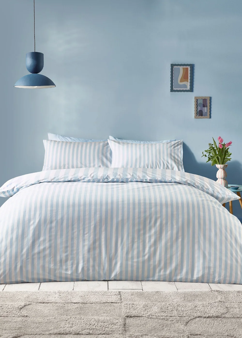 Sassy B Stripe Tease Reversible Duvet Cover Set Blue - Double Image 2