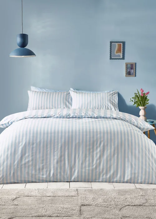 Sassy B Stripe Tease Reversible Duvet Cover Set Blue - Double Image 2