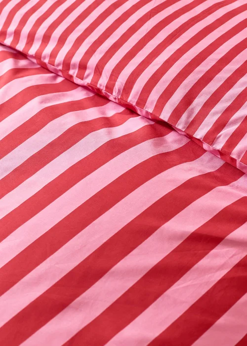 Sassy B Stripe Tease Reversible Duvet Cover Set Red - Single Image 4
