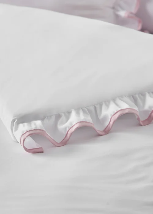 Catherine Lansfield So Soft Mono Frill Duvet Cover Set White / Pink - Single Image 3