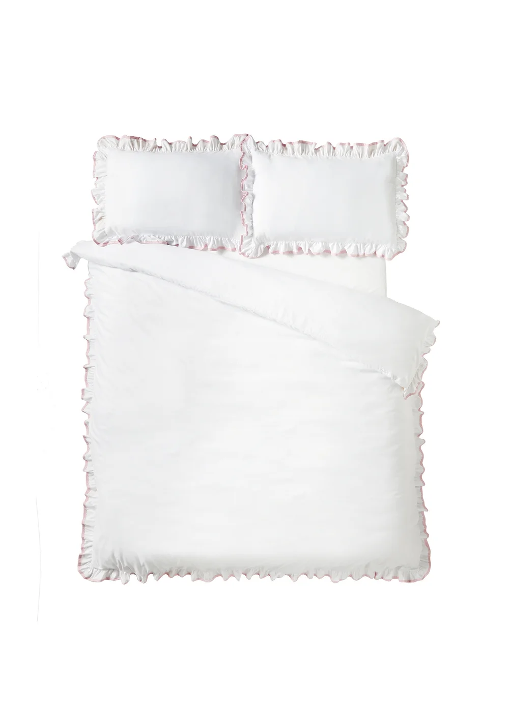 Catherine Lansfield So Soft Mono Frill Duvet Cover Set White / Pink - Single Image 4