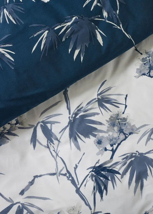 Catherine Lansfield Kyoto Floral Reversible Duvet Cover Set Blue - Single Image 4