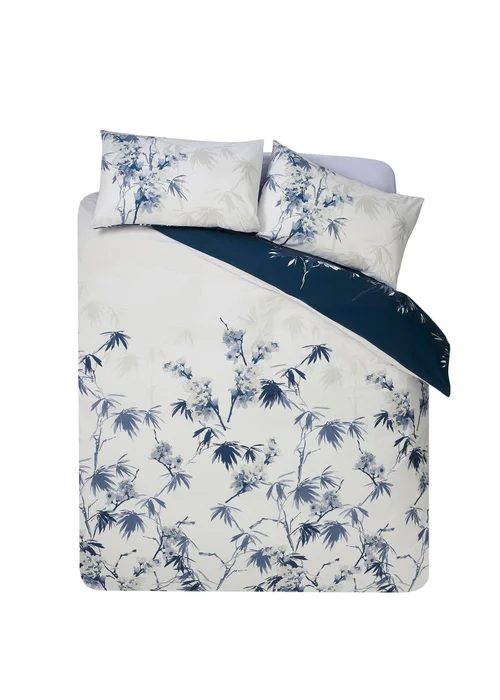 Catherine Lansfield Kyoto Floral Reversible Duvet Cover Set Blue - Single Image 5
