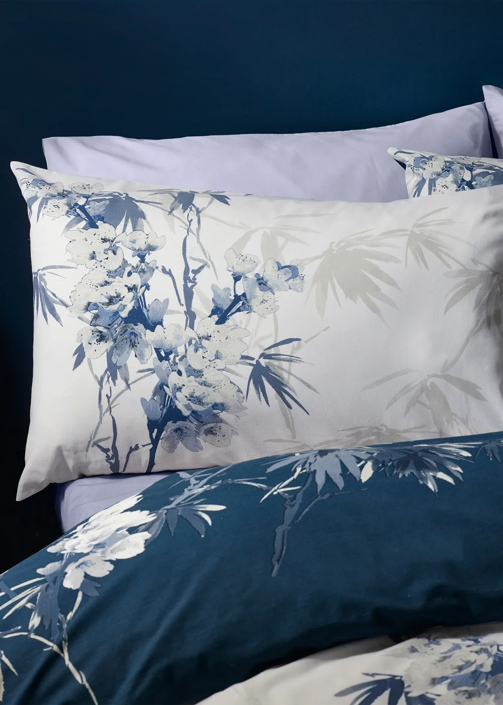 Catherine Lansfield Kyoto Floral Reversible Duvet Cover Set Blue - Single Image 3