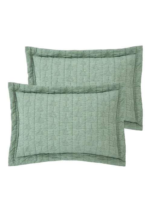 Pineapple Elephant Tamba Leaf Pinsonic Quilted Oxford Pillowcase Pair Green - One Size Image 4