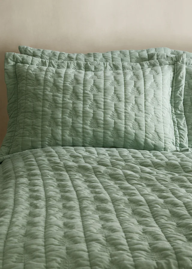 Pineapple Elephant Tamba Leaf Pinsonic Quilted Oxford Pillowcase Pair Green