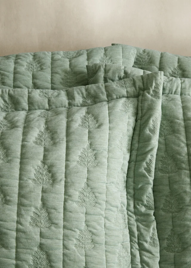 Pineapple Elephant Tamba Leaf Pinsonic Quilted Oxford Pillowcase Pair Green