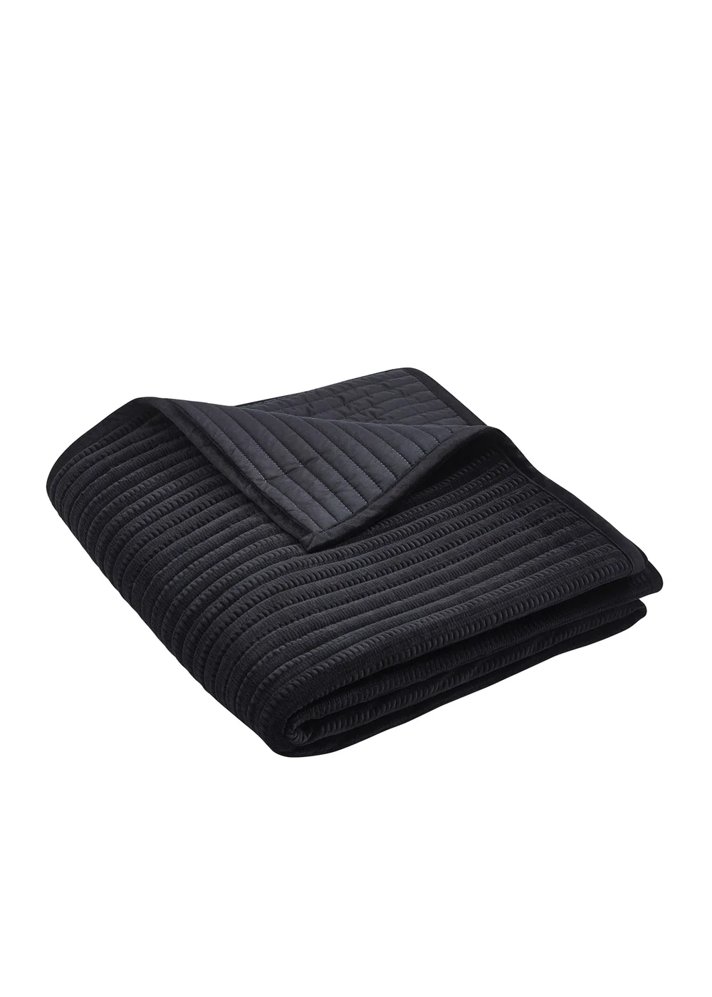 Catherine Lansfield Velvet Pinsonic Quilted 220x220cm Bedspread Black - One Size Image 3