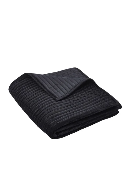 Catherine Lansfield Velvet Pinsonic Quilted 220x220cm Bedspread Black - One Size Image 3