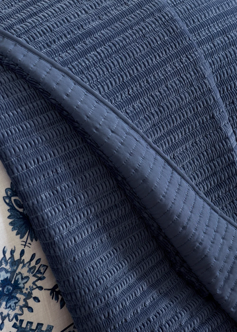 Catherine Lansfield Velvet Pinsonic Quilted 220x220cm Bedspread Navy Blue - One Size Image 3