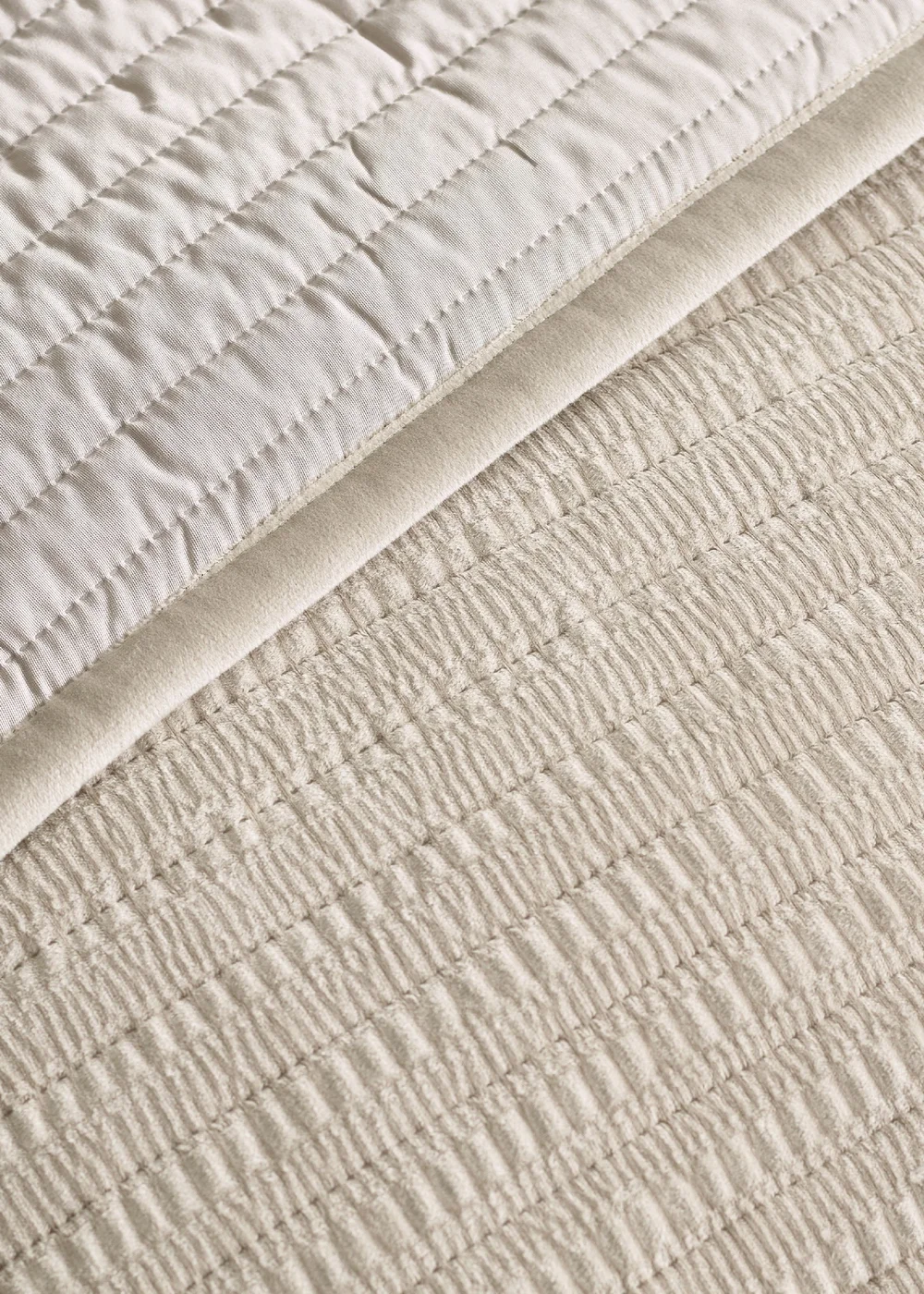 Catherine Lansfield Velvet Pinsonic Quilted 220x220cm Bedspread Natural - One Size Image 2