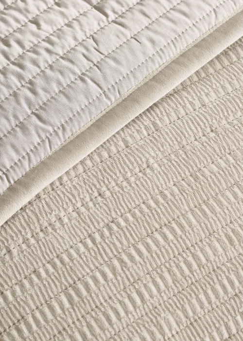 Catherine Lansfield Velvet Pinsonic Quilted 220x220cm Bedspread Natural - One Size Image 2