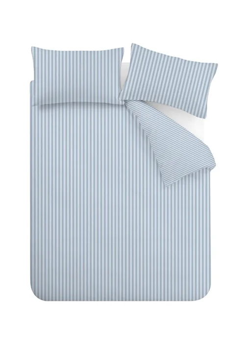 Catherine Lansfield Epping Textured Stripe Reversible Duvet Cover Set Blue - Single Image 5