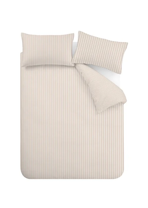 Catherine Lansfield Epping Textured Stripe Reversible Duvet Cover Set Natural - Single Image 5