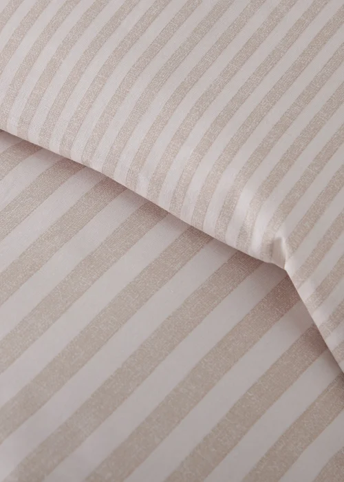 Catherine Lansfield Epping Textured Stripe Reversible Duvet Cover Set Natural - Single Image 4