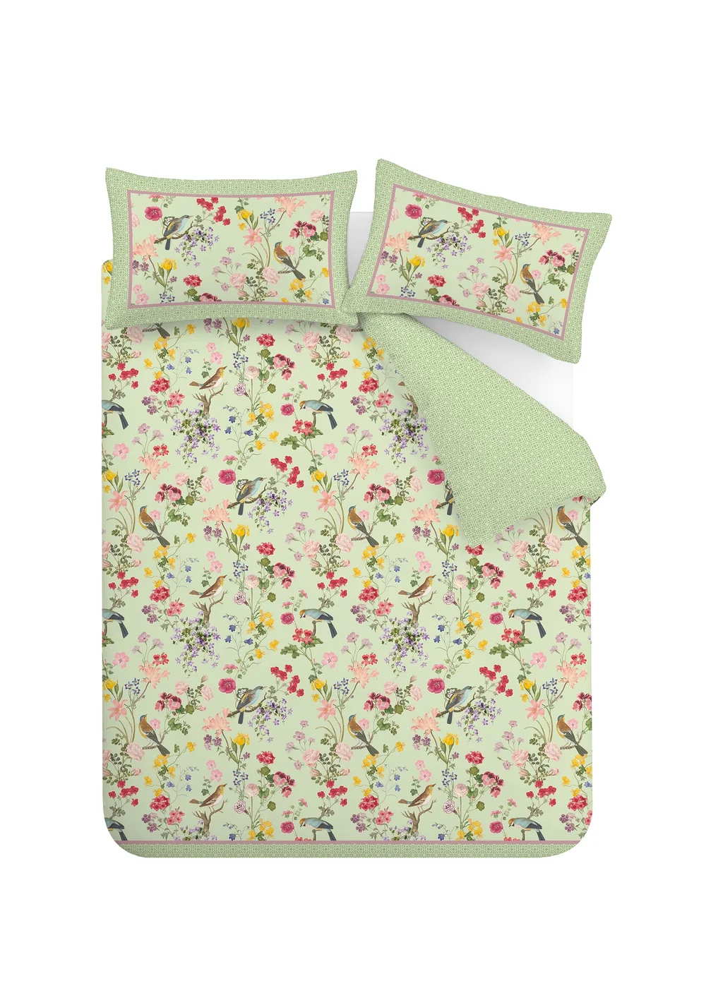 RHS x Catherine Lansfield Birds In Bloom So Soft Duvet Cover Set Green - Single Image 6