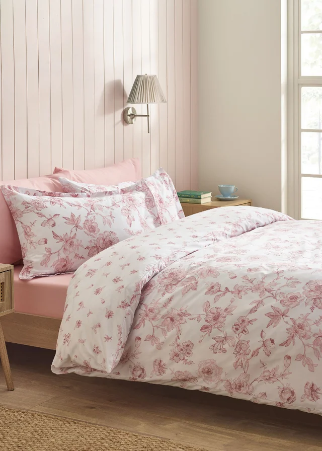 Catherine Lansfield Mirabelle Floral Reversible Duvet Cover Set Pink
