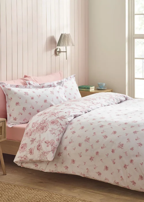 Catherine Lansfield Mirabelle Floral Reversible Duvet Cover Set Pink - Single Image 2