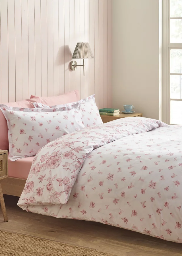 Catherine Lansfield Mirabelle Floral Reversible Duvet Cover Set Pink