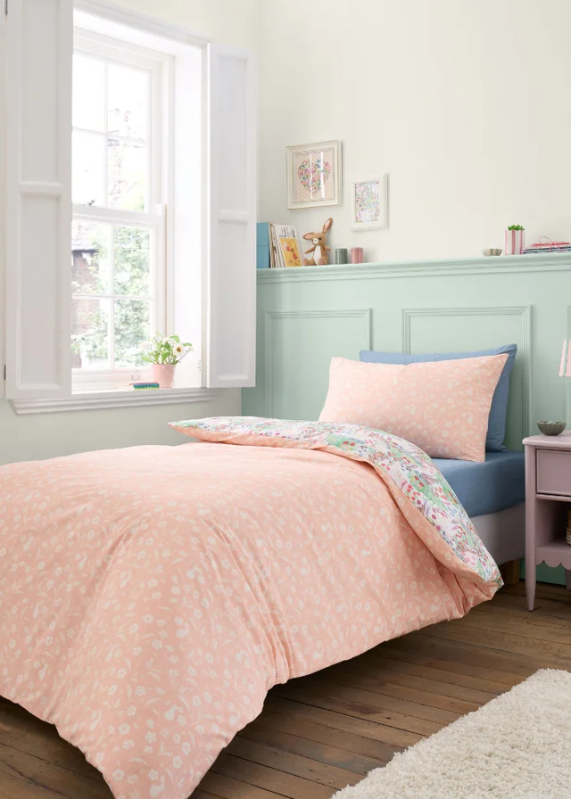 Belle & Boo Meadow Bunnies Reversible Cotton Duvet Cover Set Blue