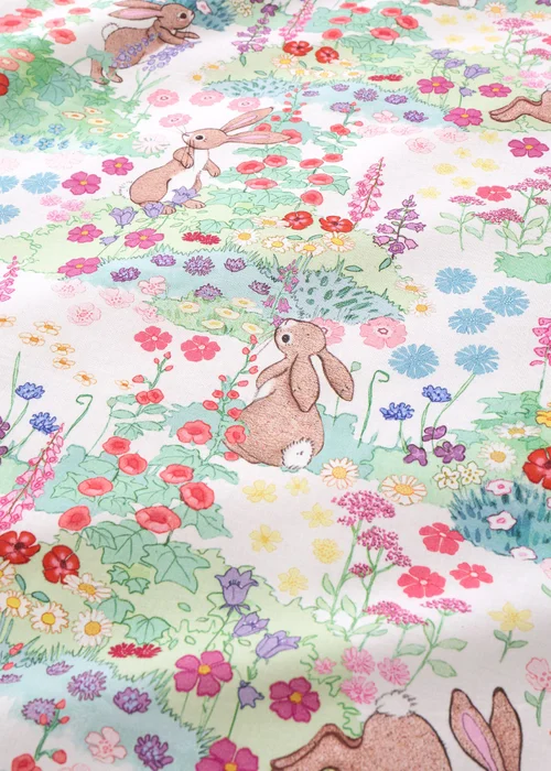 Belle & Boo Meadow Bunnies Reversible Cotton Duvet Cover Set Blue - Junior Image 5