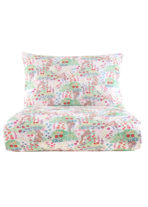 Belle & Boo Meadow Bunnies Reversible Cotton Duvet Cover Set Blue - Junior Image 6