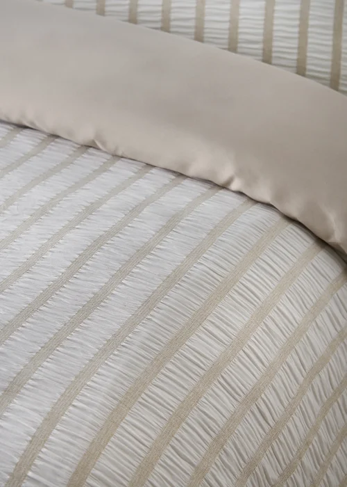 Catherine Lansfield So Soft Seersucker Stripe Duvet Cover Set Natural - Single Image 3