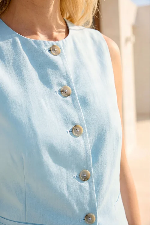 Roman Light Blue Buttoned Waistcoat - 20 Image 4