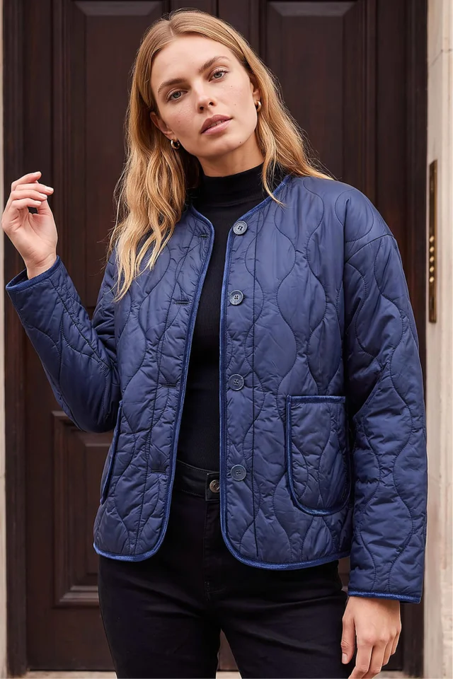 Roman Navy Two Tone Crew Neck Jacket