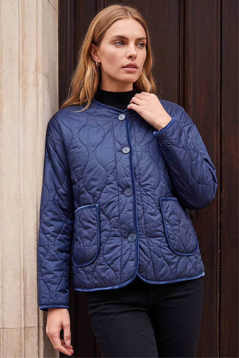 Roman Navy Two Tone Crew Neck Jacket - 20 Image 1