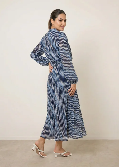 Blue Vanilla Navy High Neck Bubble Print Dress - S Image 3