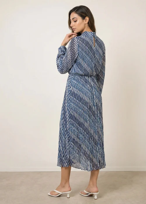 Blue Vanilla Navy High Neck Bubble Print Dress - S Image 4
