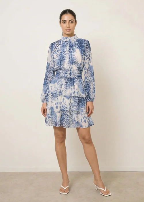 Blue Vanilla Blue Animal Print Layered Dress - M Image 1
