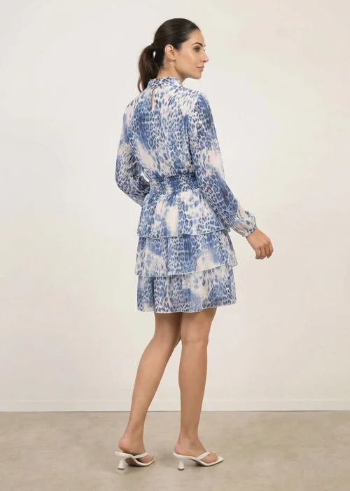 Blue Vanilla Blue Animal Print Layered Dress - M Image 4