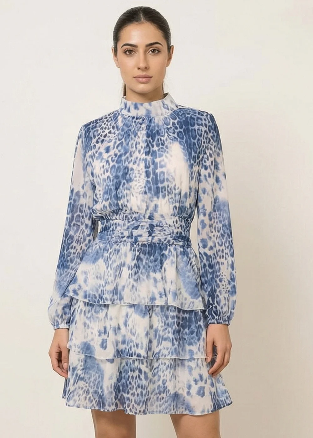 Blue Vanilla Blue Animal Print Layered Dress - M Image 2