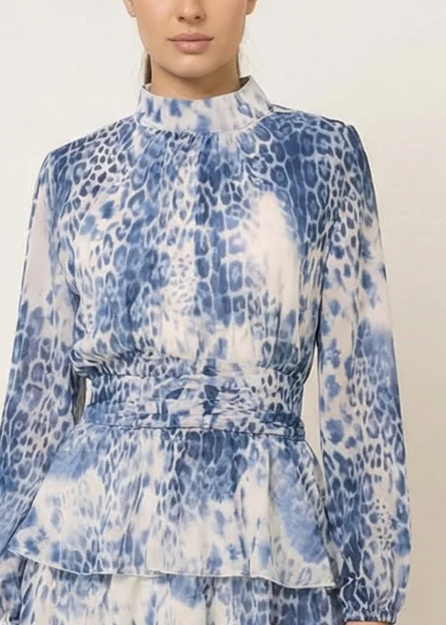 Blue Vanilla Blue Animal Print Layered Dress - M Image 3