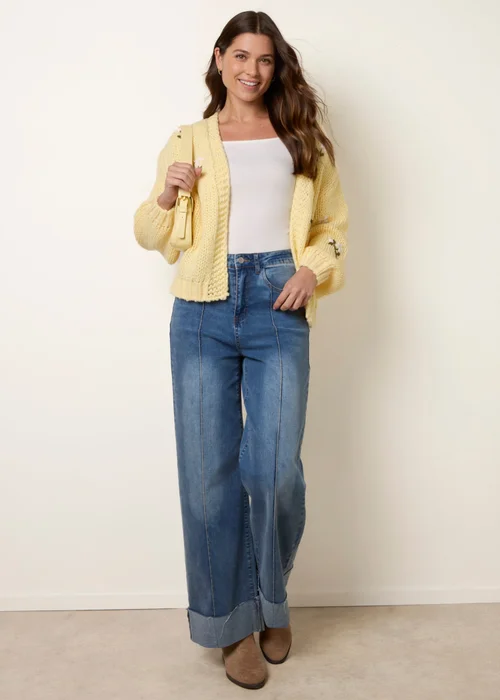 Blue Vanilla Yellow Flower Embroidery Detailed Cardigan - S/M Image 2
