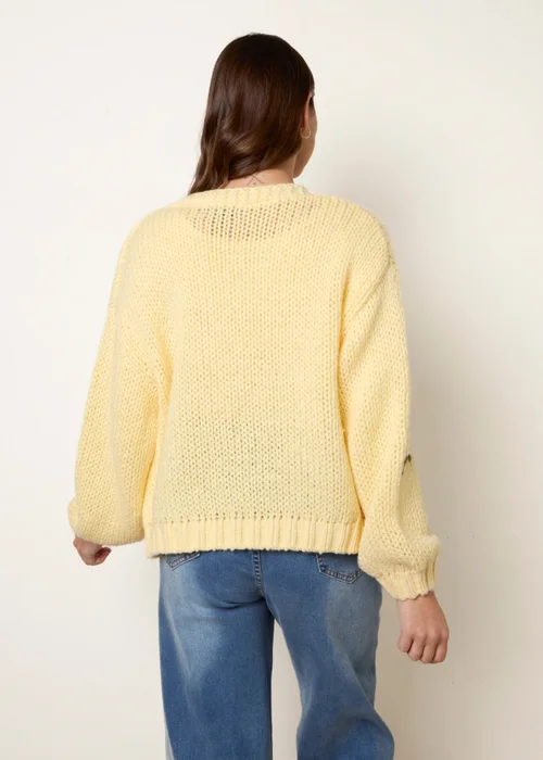Blue Vanilla Yellow Flower Embroidery Detailed Cardigan - S/M Image 4