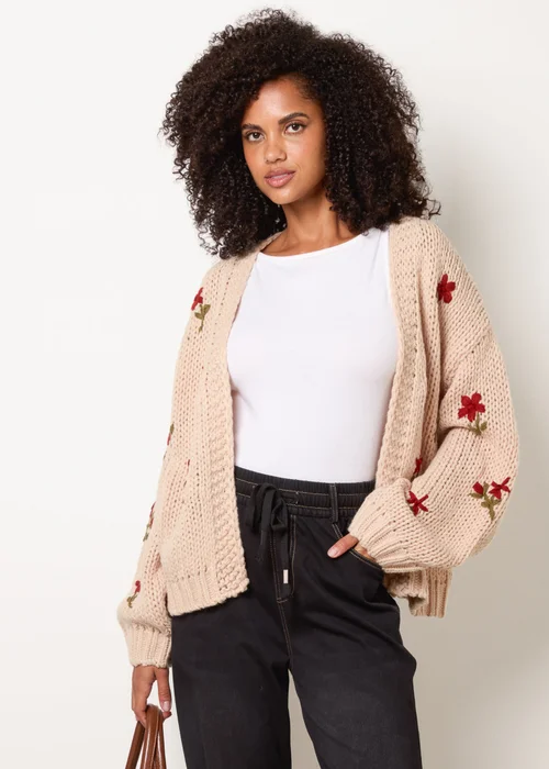 Blue Vanilla Stone Flower Embroidery Detailed Cardigan - M/L Image 3
