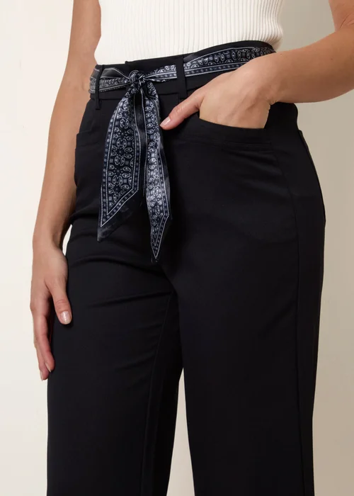 Blue Vanilla Navy Scarf Belt Trousers - M Image 3