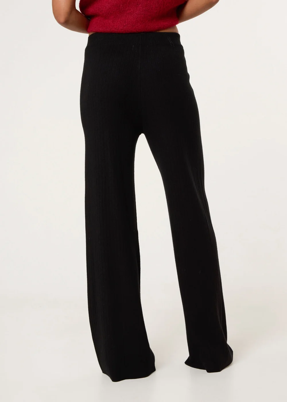 Blue Vanilla Black Ribbed Wide Leg Trousers - 18-20 Image 4