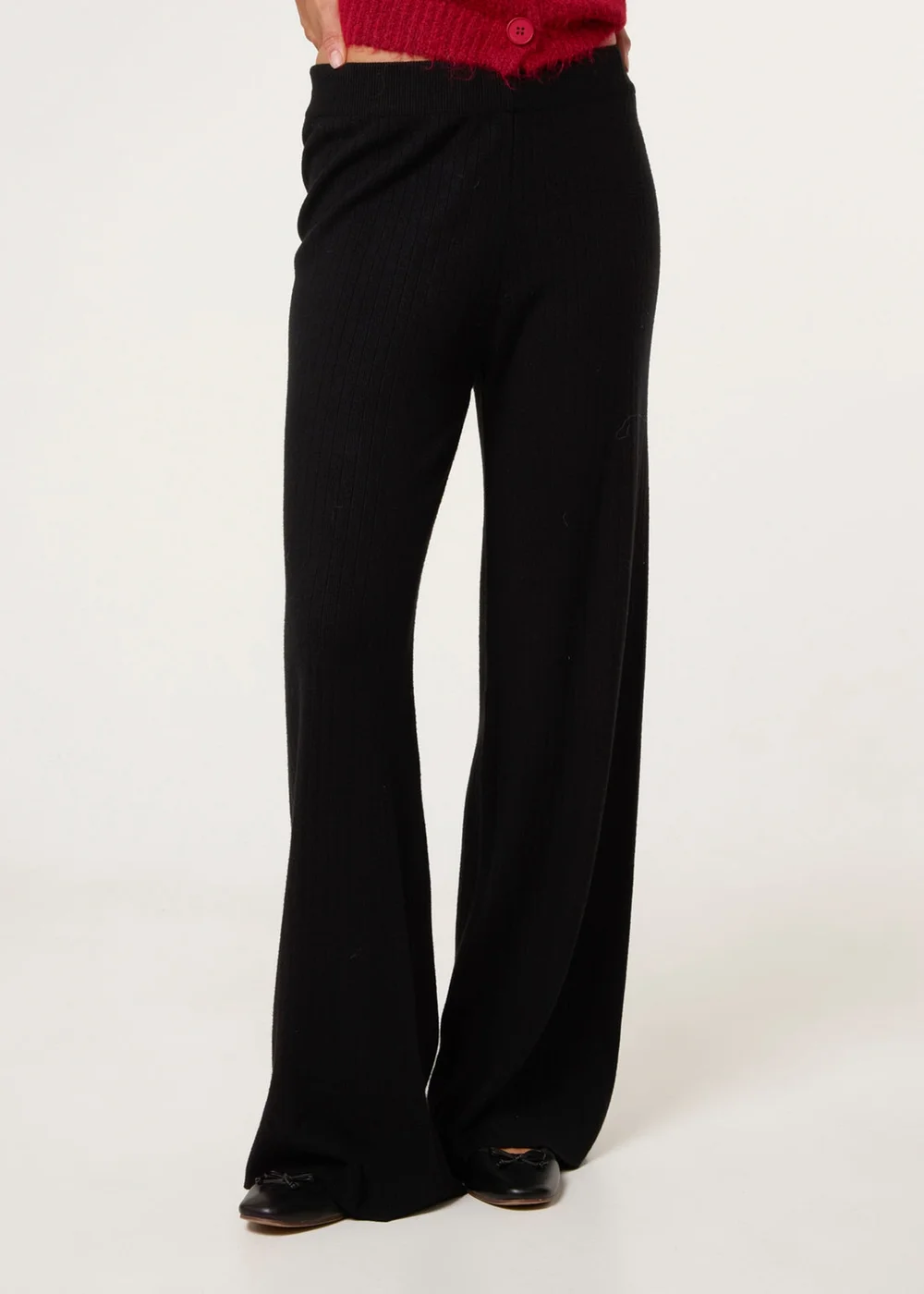 Blue Vanilla Black Ribbed Wide Leg Trousers - 18-20 Image 2