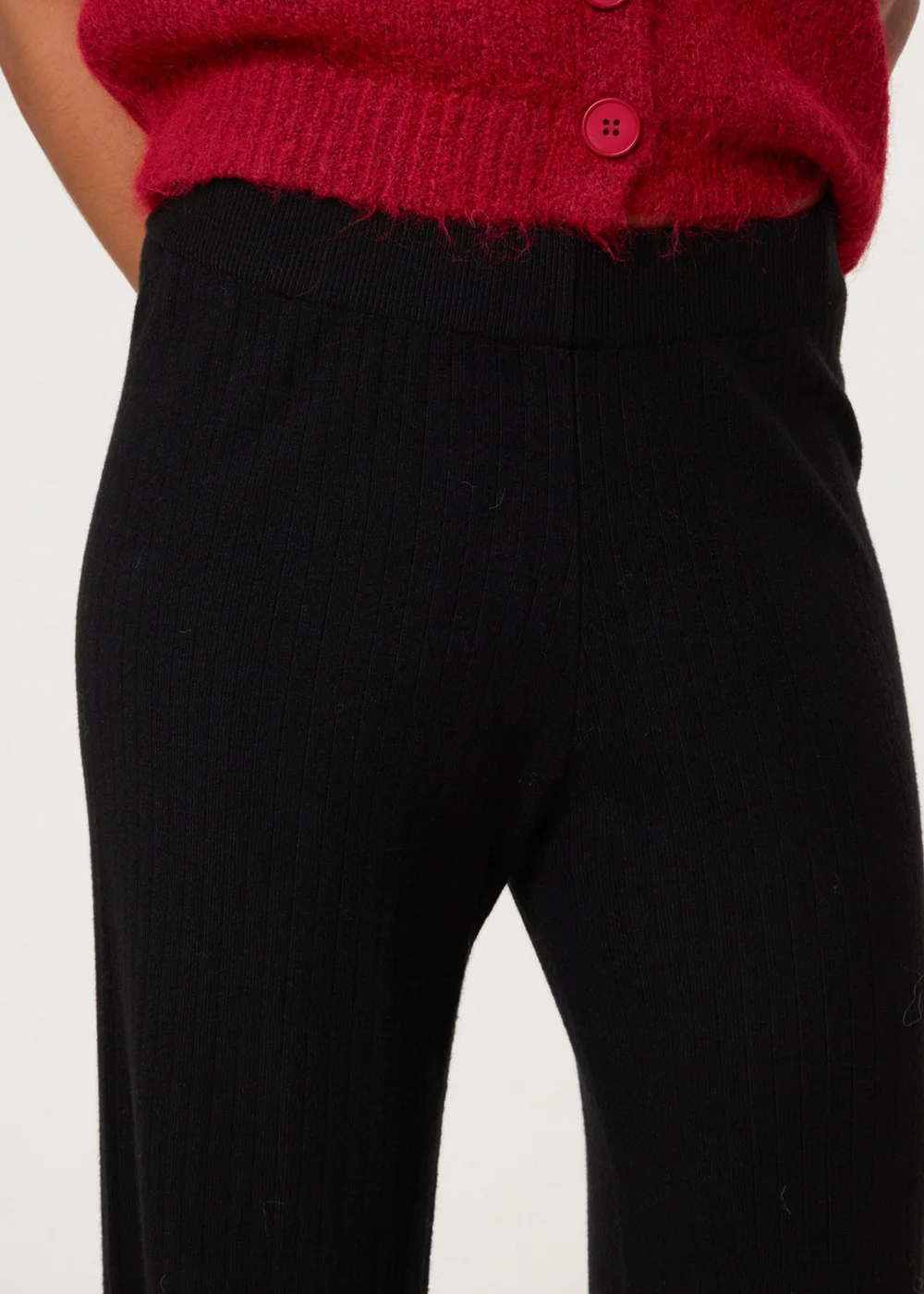 Blue Vanilla Black Ribbed Wide Leg Trousers - 18-20 Image 3